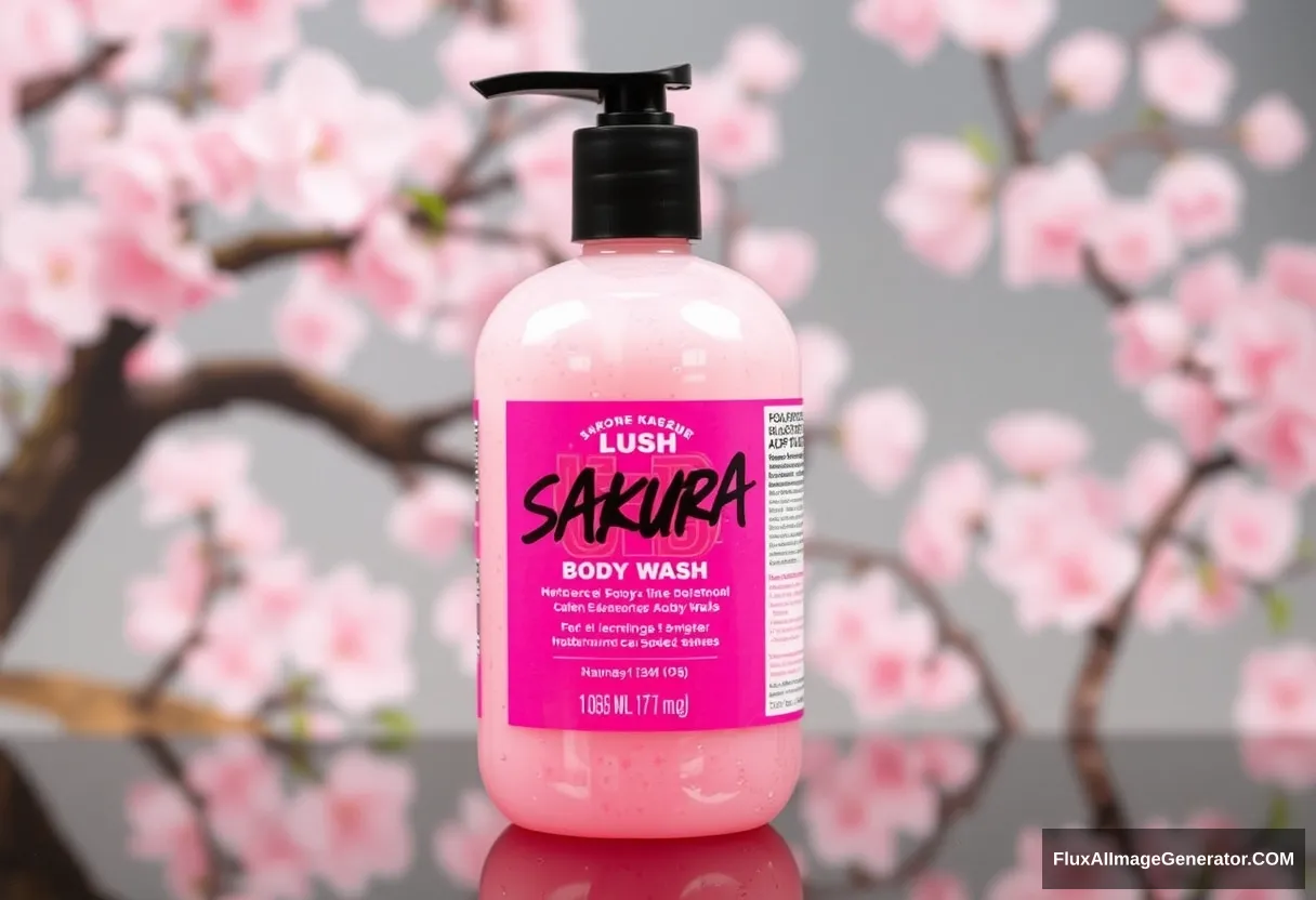 LUSH Sakura body wash, Japanese background.