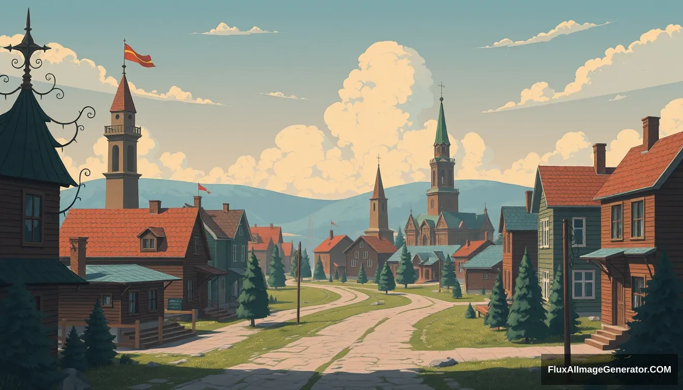 soviet town, visual novel, simple art