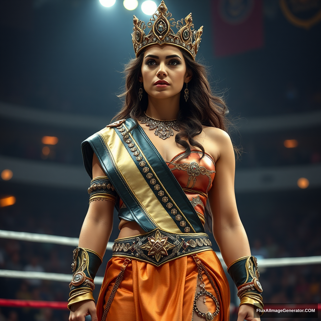 A very very very very very beautiful and gorgeous ancient Queen Queen of wrestling standing in arena. - Image