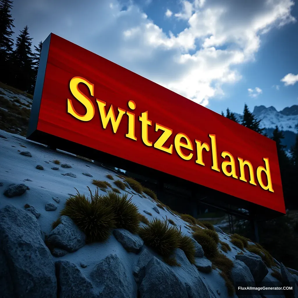 "Switzerland mountain side Name engraved on UST billboard" - Image