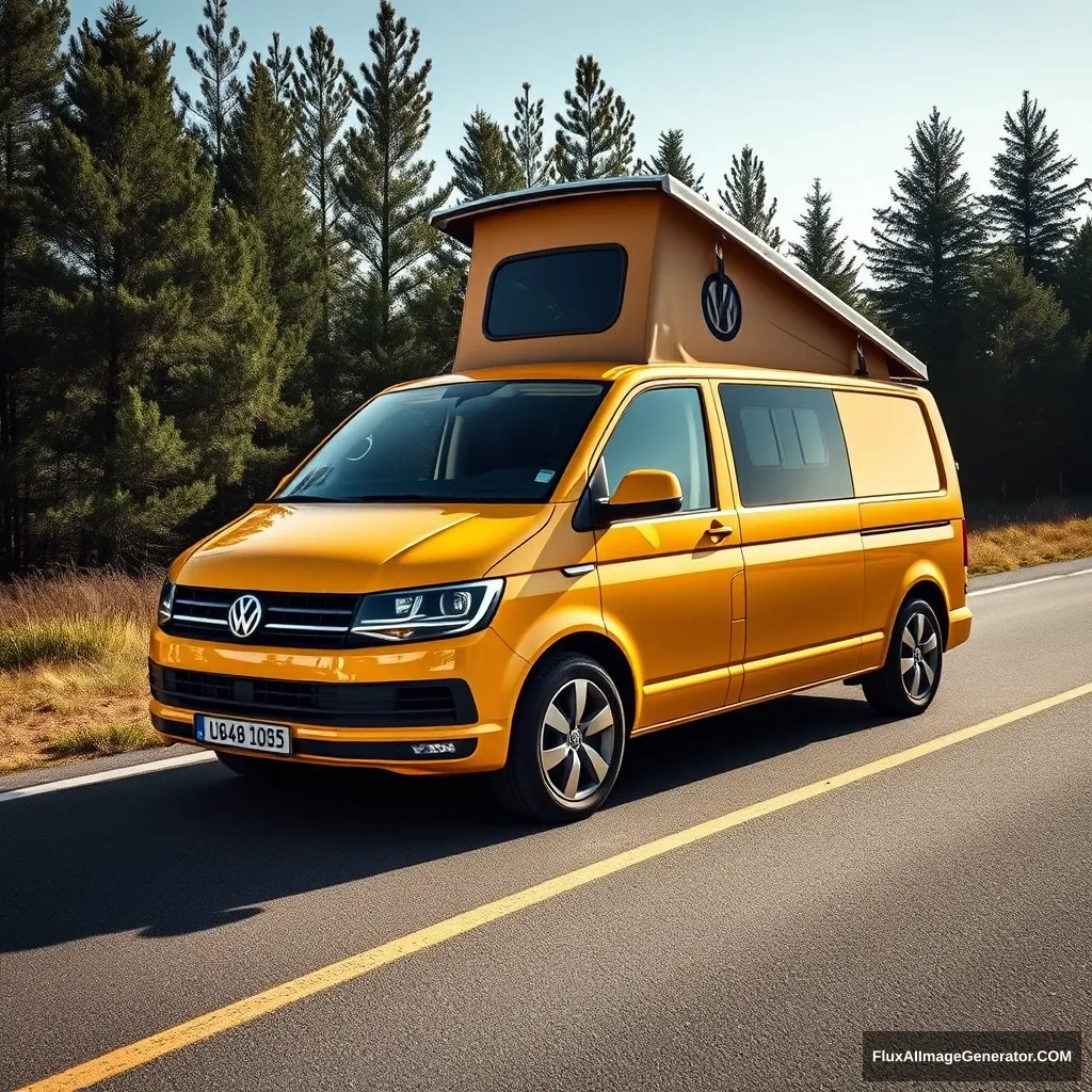 'VW California T5 yellow as a plane'