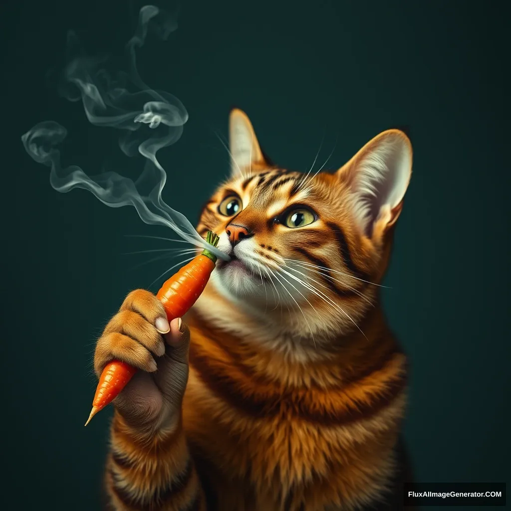 A carrot smoking a cat