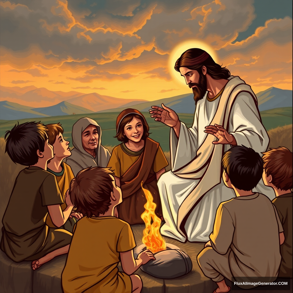 Jesus talking to the kids - Image