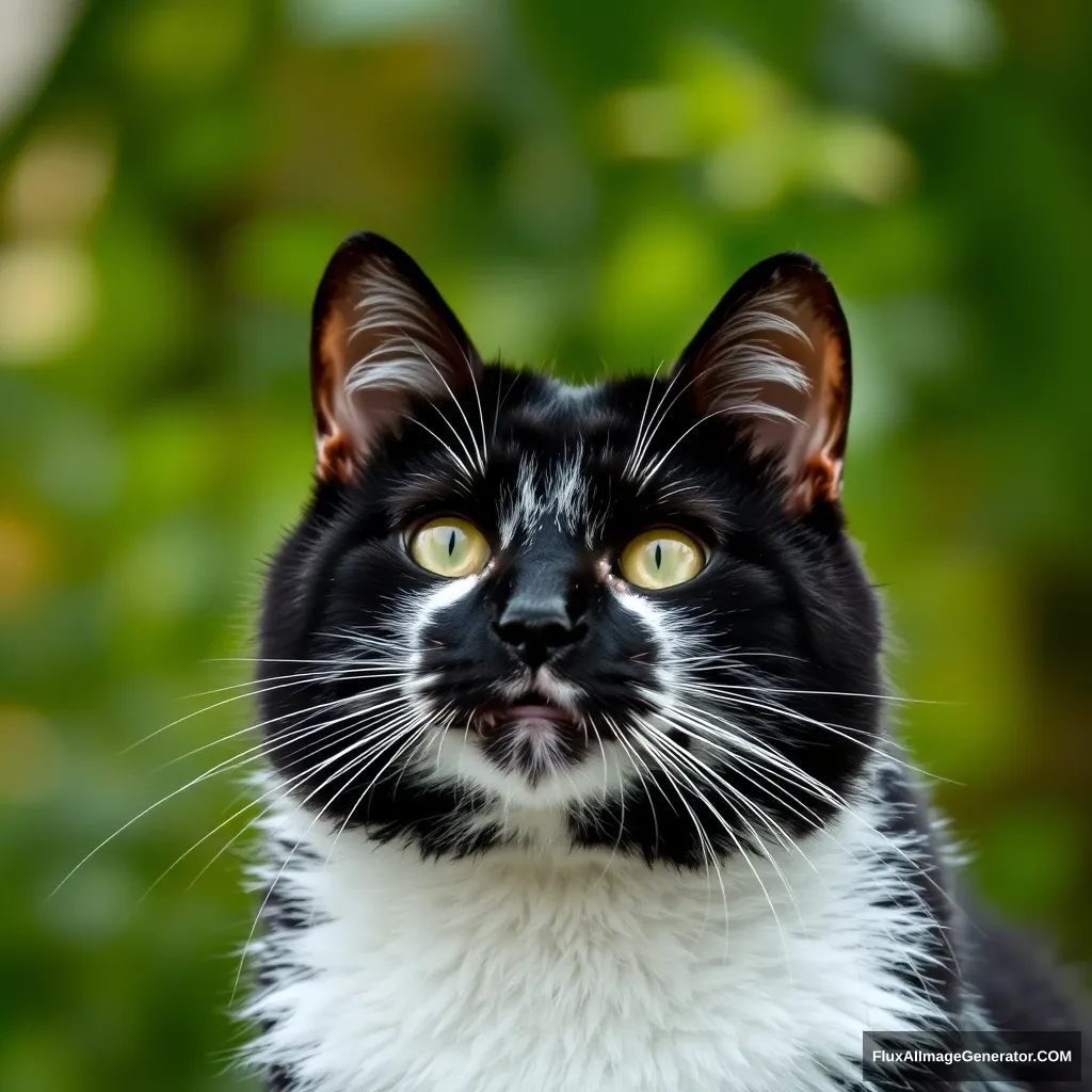 a cat, black and white