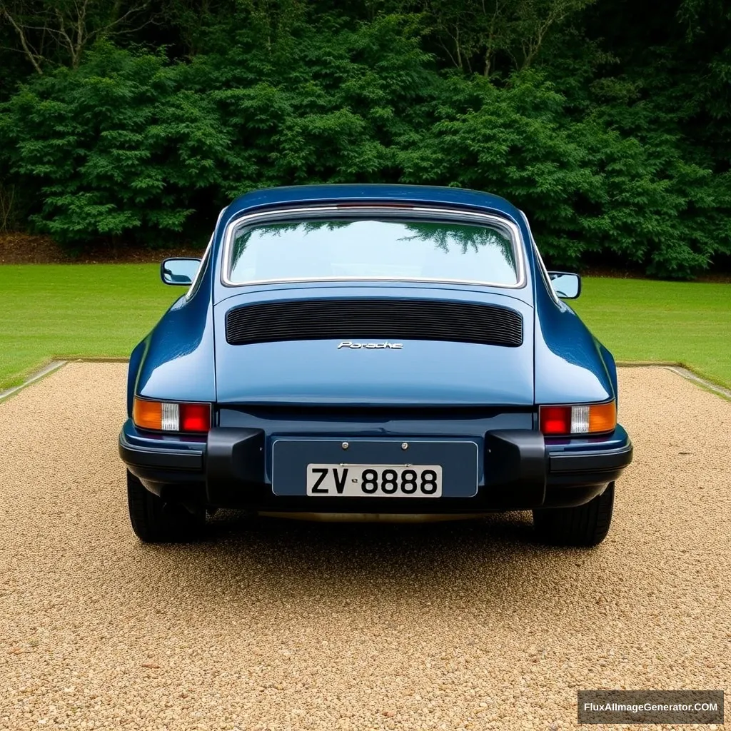 Porsche 911 SC coupe 1977 in dark petrol blue with cookie cutter wheels without a rear spoiler. Registration ZV 8888. - Image