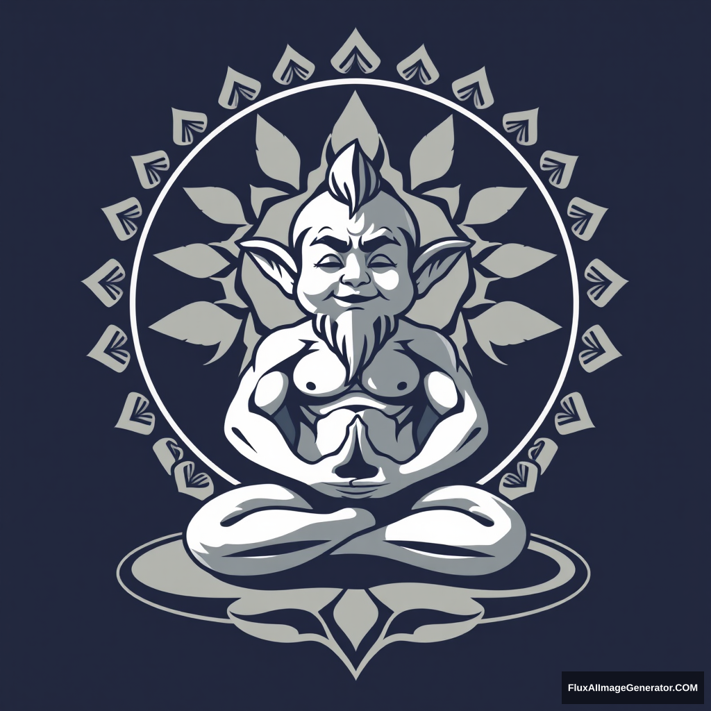 Yoga Center logo: Muscular dwarf in lotus position - Image