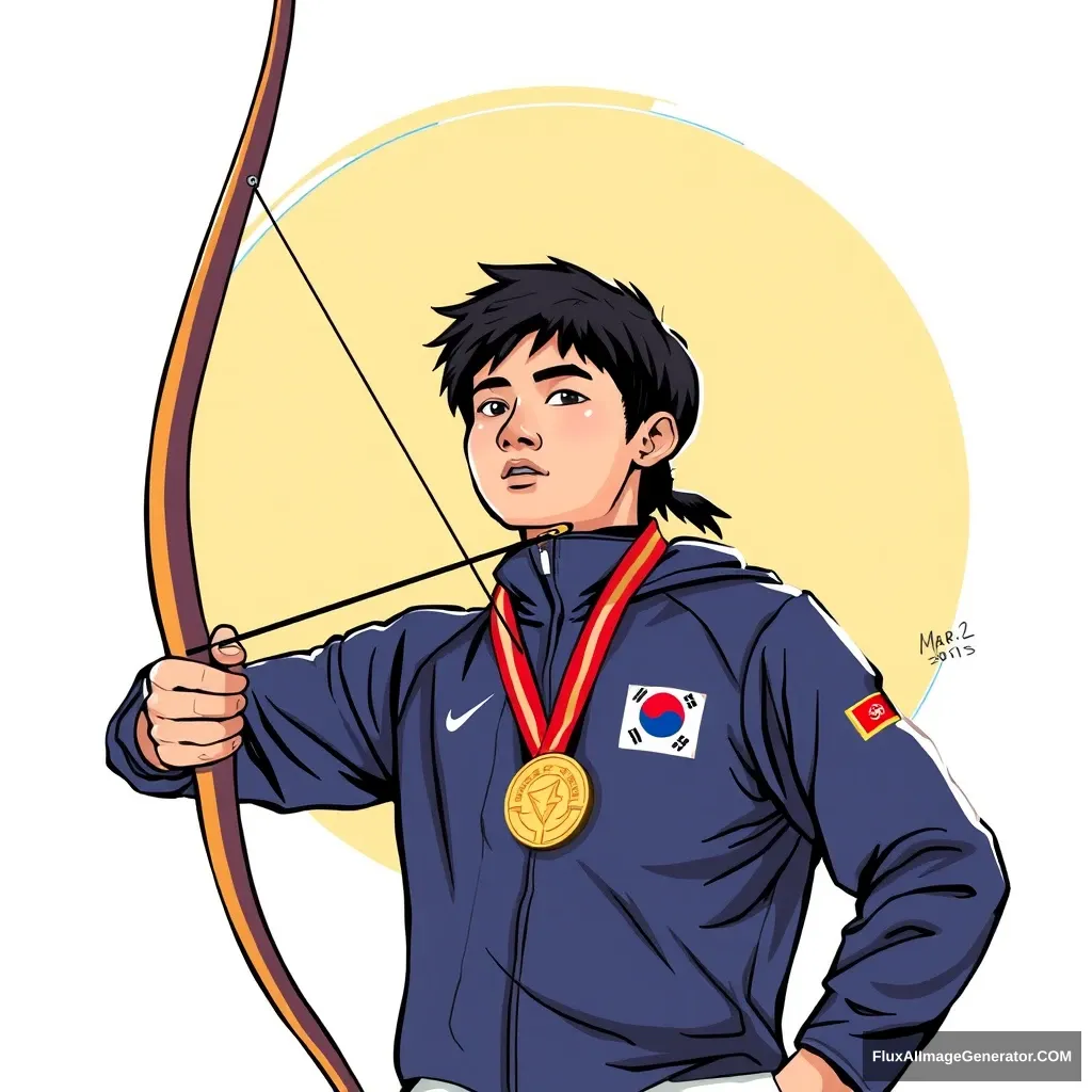 "Please draw a player who won a gold medal in archery for Korea at the Paris Olympics."