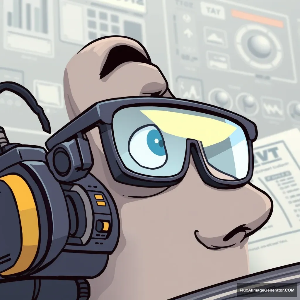 tech knowledge, detail, information, reading glasses, cartoon style - Image