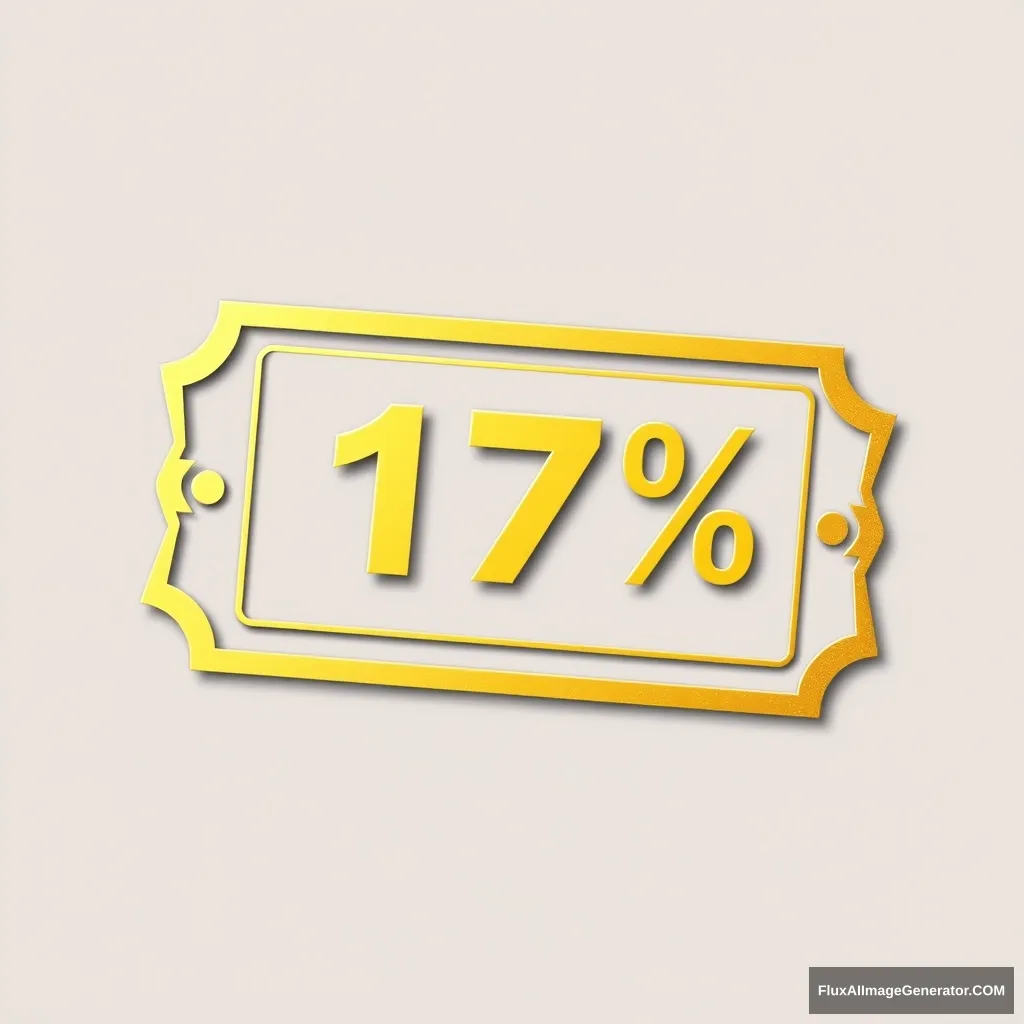 "Draw a golden-shaped mobile coupon indicating the right to purchase at a 17% discount." - Image