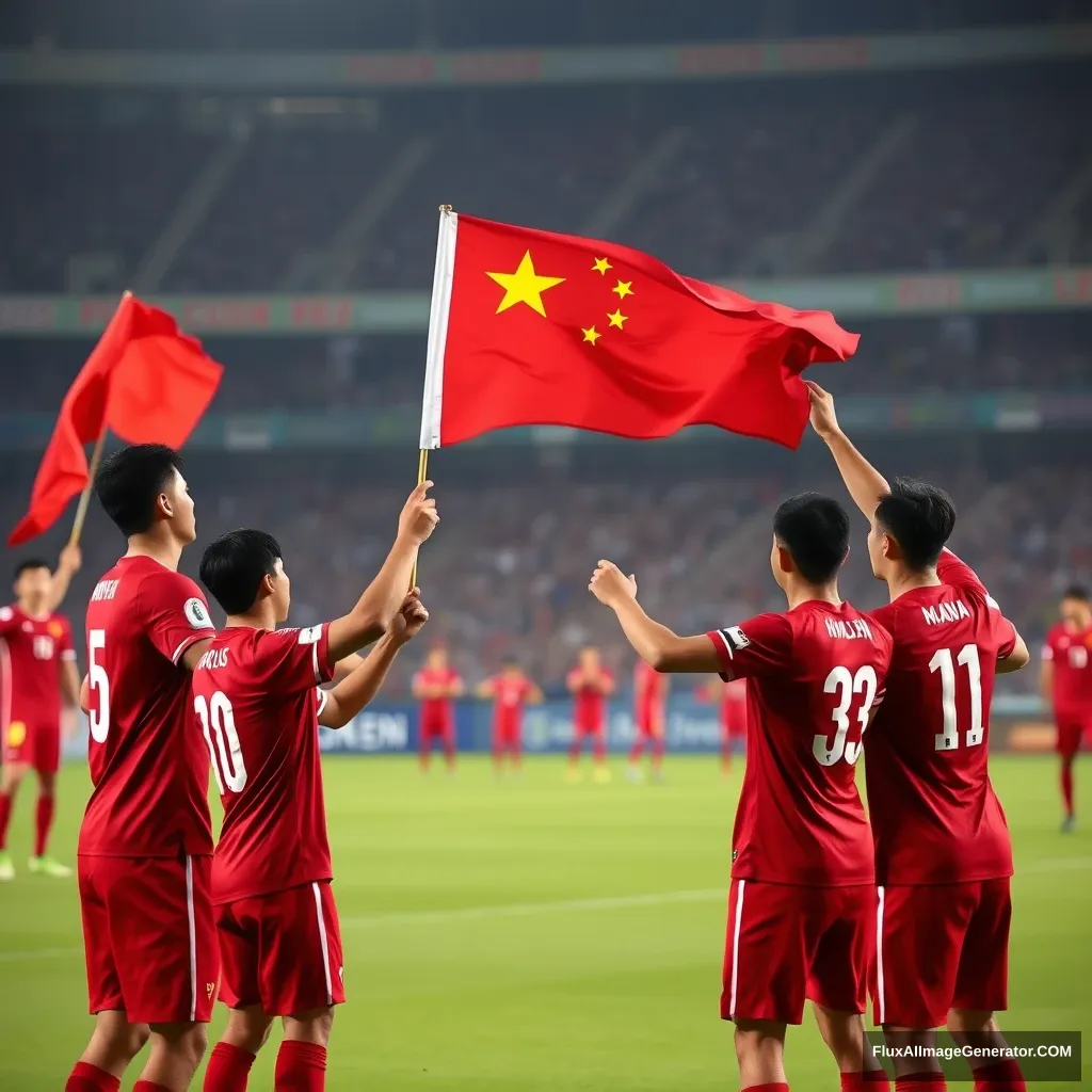 Chinese men's football team, World Cup winners, five-star red flag