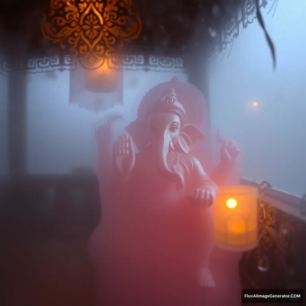 Ganesha seen through frosted glass - Image