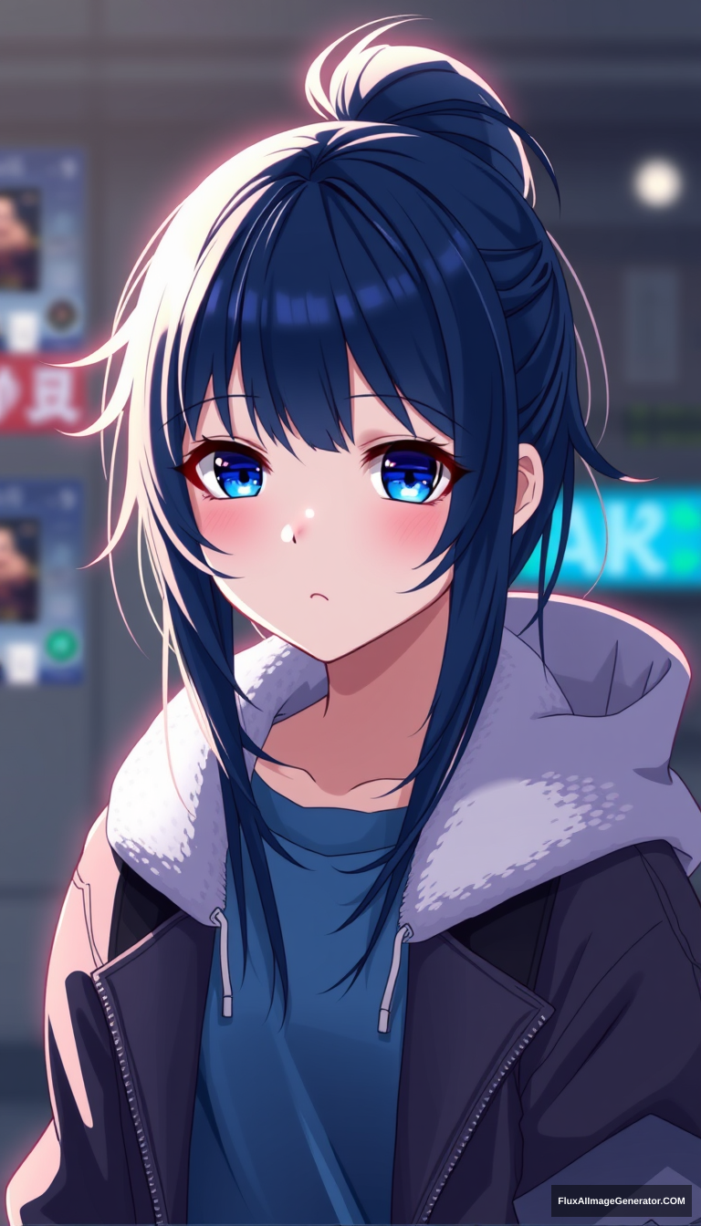 A teenage girl has captivated many with her striking appearance. Donning a dark blue hue with vibrant highlights, this striking similarity was so effective that it even fooled Kana's staff and fans, further emphasizing the transformative power of her appearance. Anime style is important.