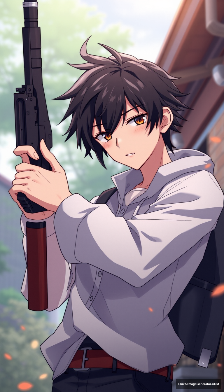 Anime guy. With gun.