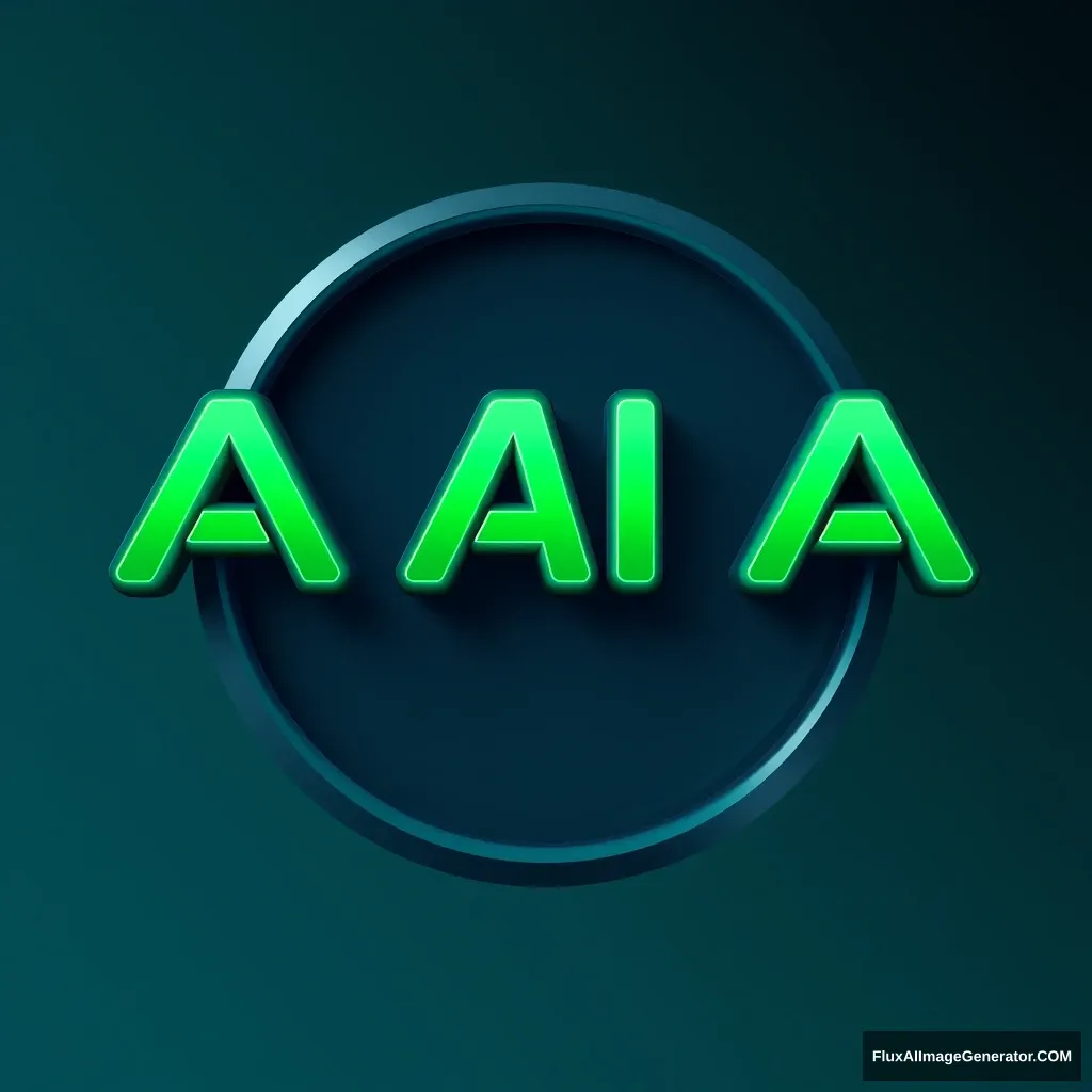 the letters AI. logo emblem, future color, green, 3d