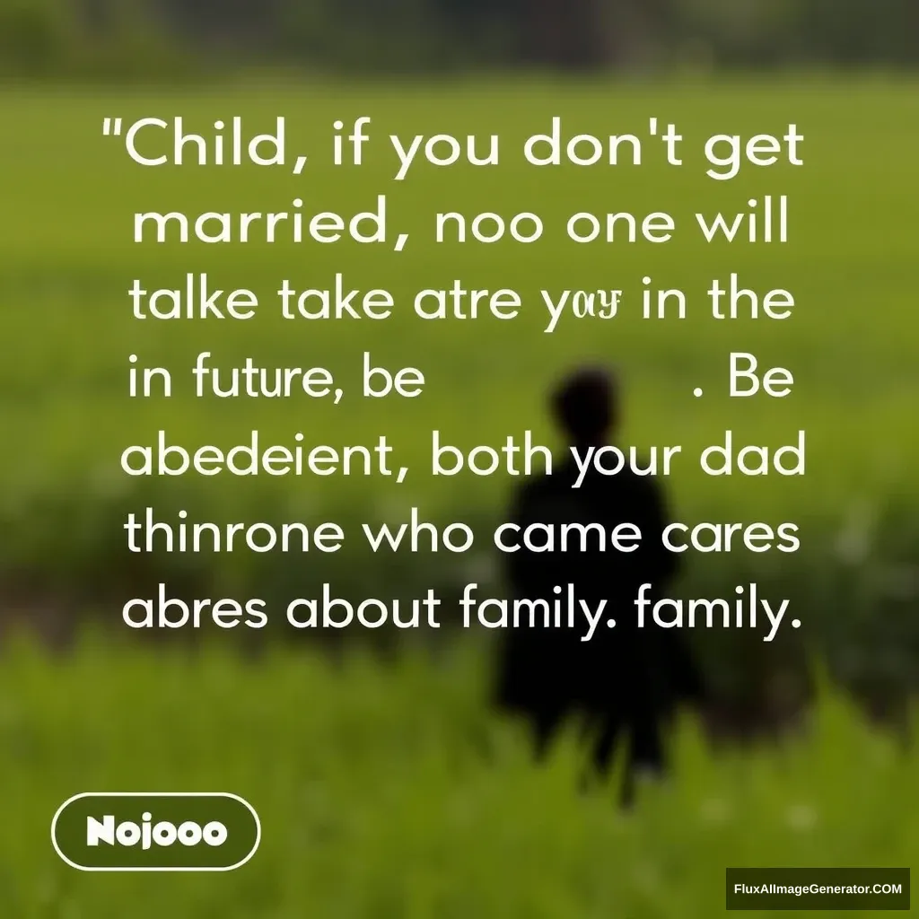 "Child, if you don't get married, no one will take care of you in the future. Be obedient, both your dad and I think he is someone who cares about family."