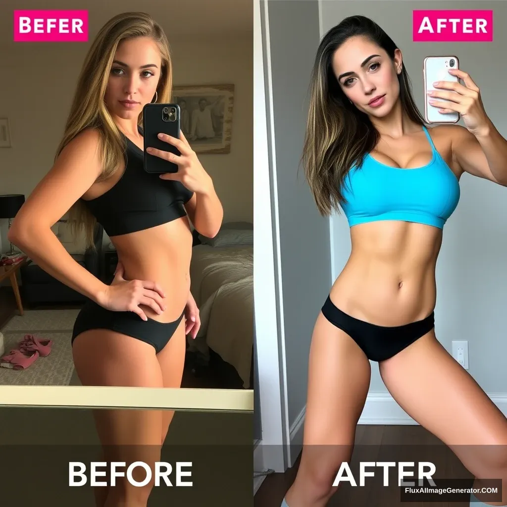 Fitness model influencer Emma's before-after pictures