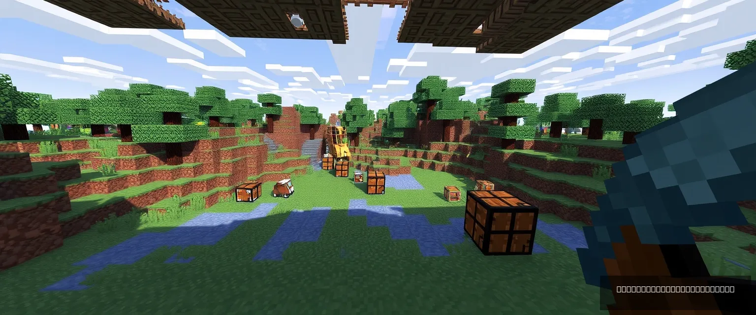 A scene from the game "Minecraft," removing obstructions like "hands," "inventory," etc.