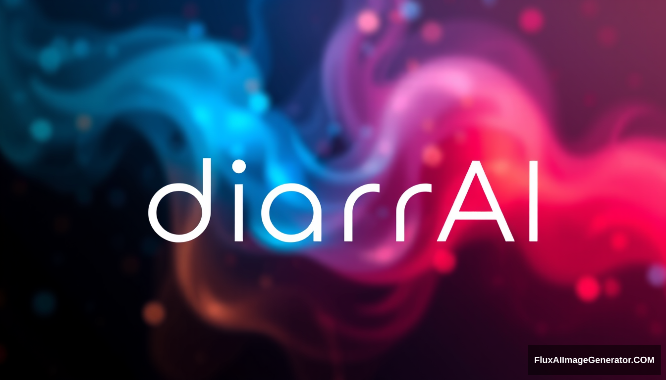 A logo for the text "diarrAI." The logo represents a high-tech company specializing in artificial intelligence solutions. It should be extremely advanced and futuristic yet not overly complex. The design needs to be minimalistic and linear, giving the impression that it comes from 3,000 years in the future. Add sleek, modern elements and a subtle, cutting-edge aesthetic to enhance the futuristic feel. Hyperrealistic, splash art, concept art, mid shot, intricately detailed, color depth, dramatic, 2/3 face angle, side light, colorful background Unreal Engine.