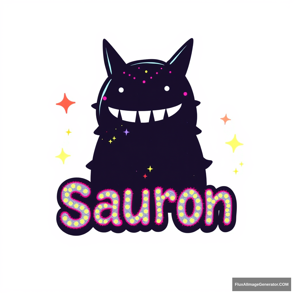 "Quirky cute fancy colorful sparkly bright text saying 'sauron'" - Image