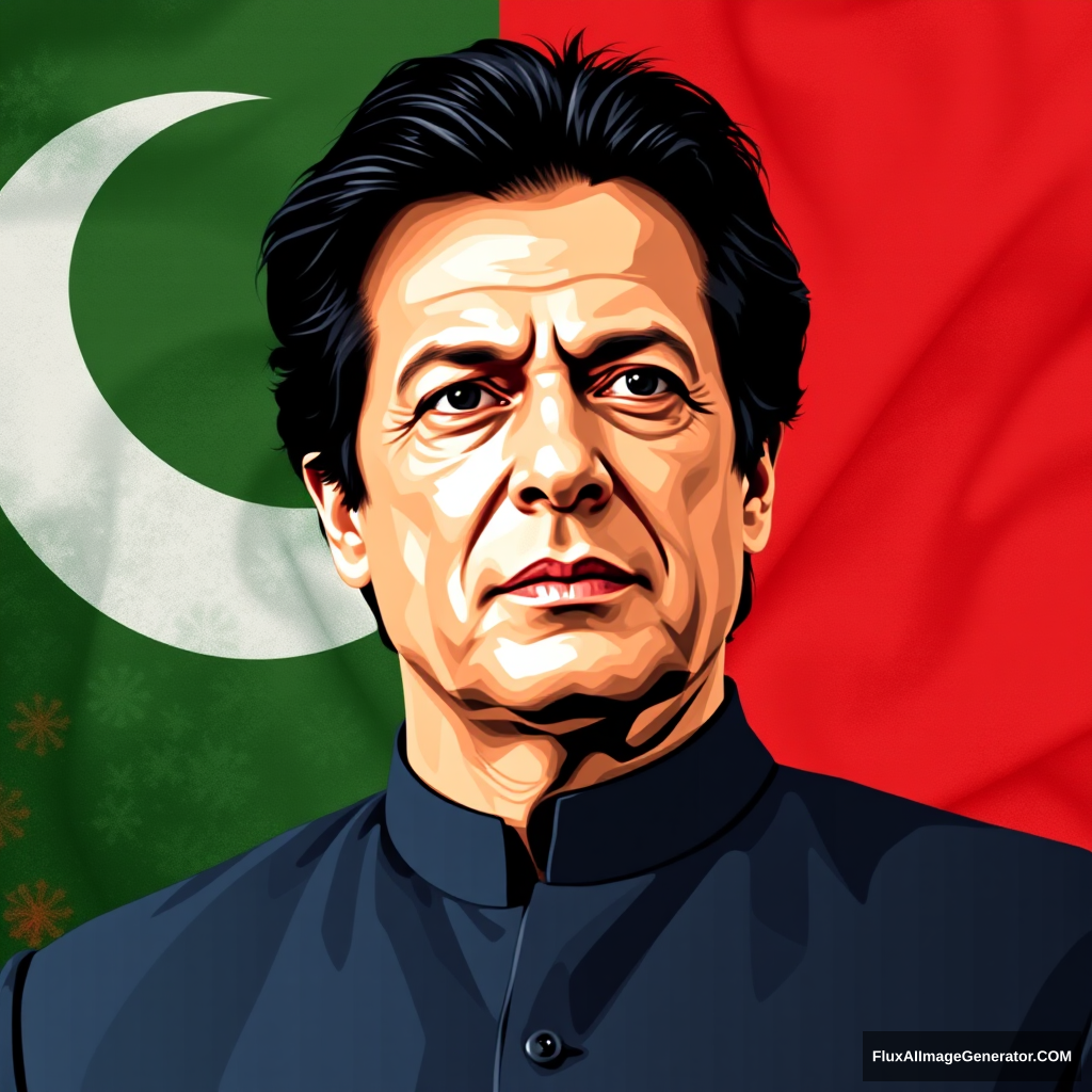 You have to create the image of Imran Khan that is 100% Imran Khan with the background of PTI flag.