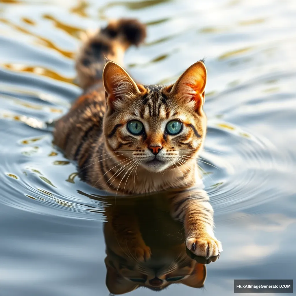 cat swimming in water