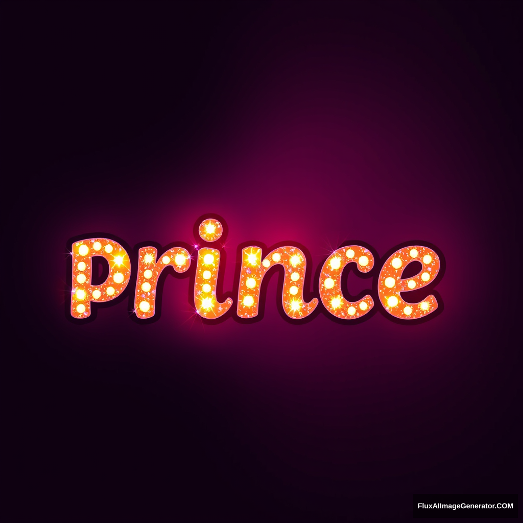 Quirky cute fancy colorful sparkly bright text saying "prince" - Image