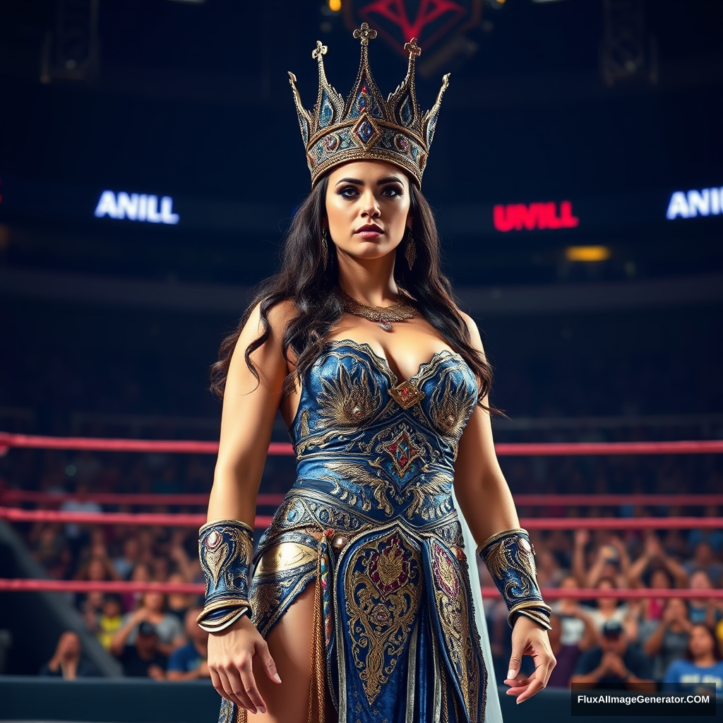 A very very very very very beautiful and gorgeous ancient Queen Queen of wrestling standing in arena. - Image