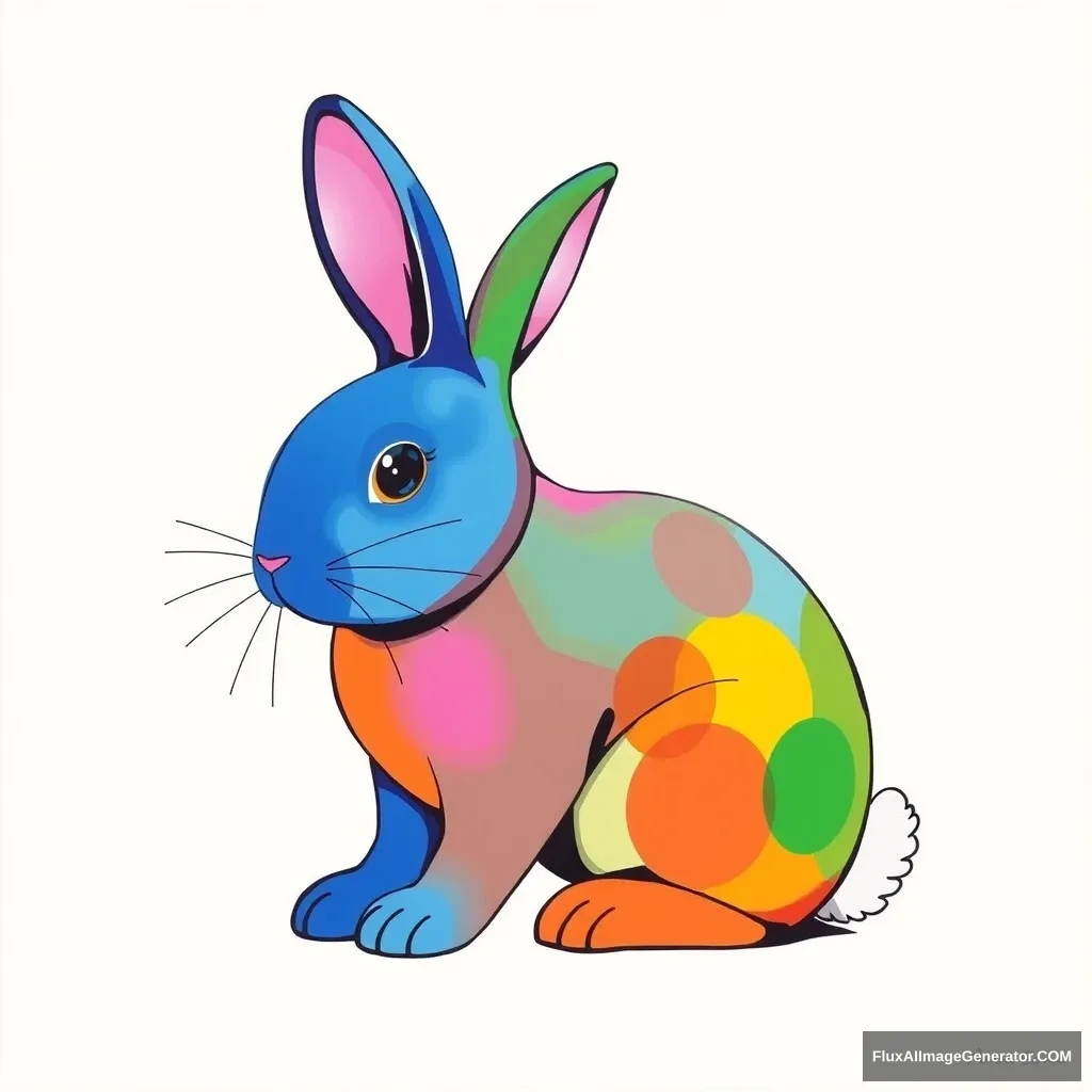 "Takashi Murakami, rabbit, light background, with more vibrant colors." - Image