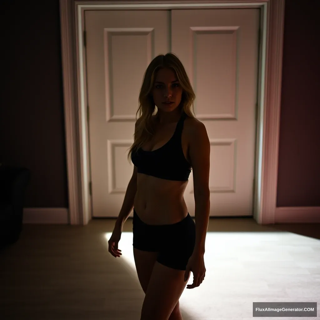 Fitness model influencer Emily in Paranormal Activity