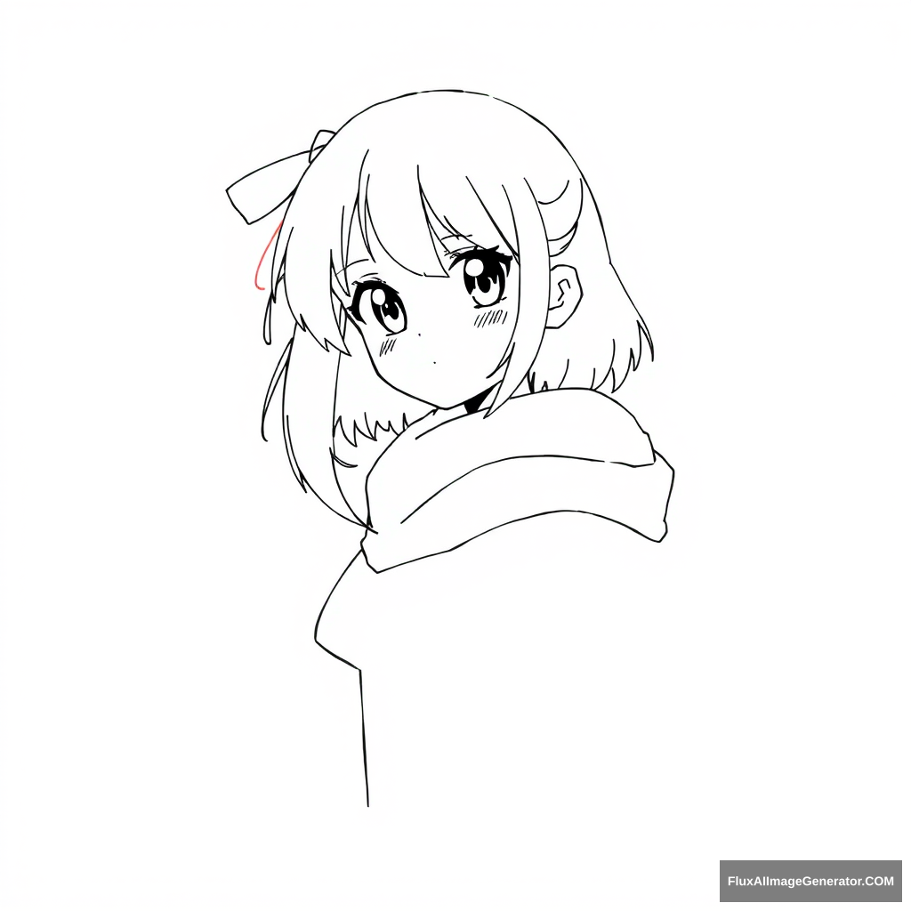 Super simple anime girl lineart. - Image