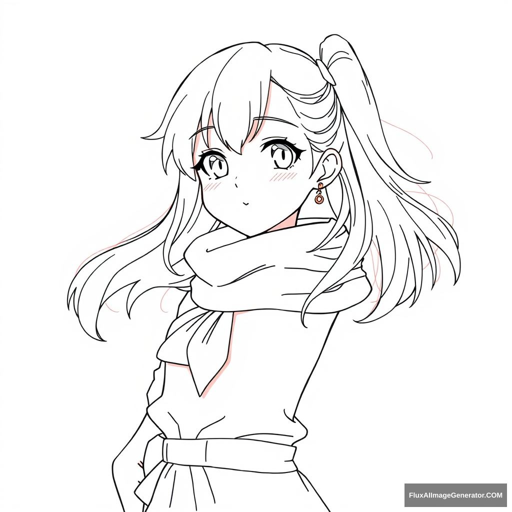 Super simple anime girl lineart.