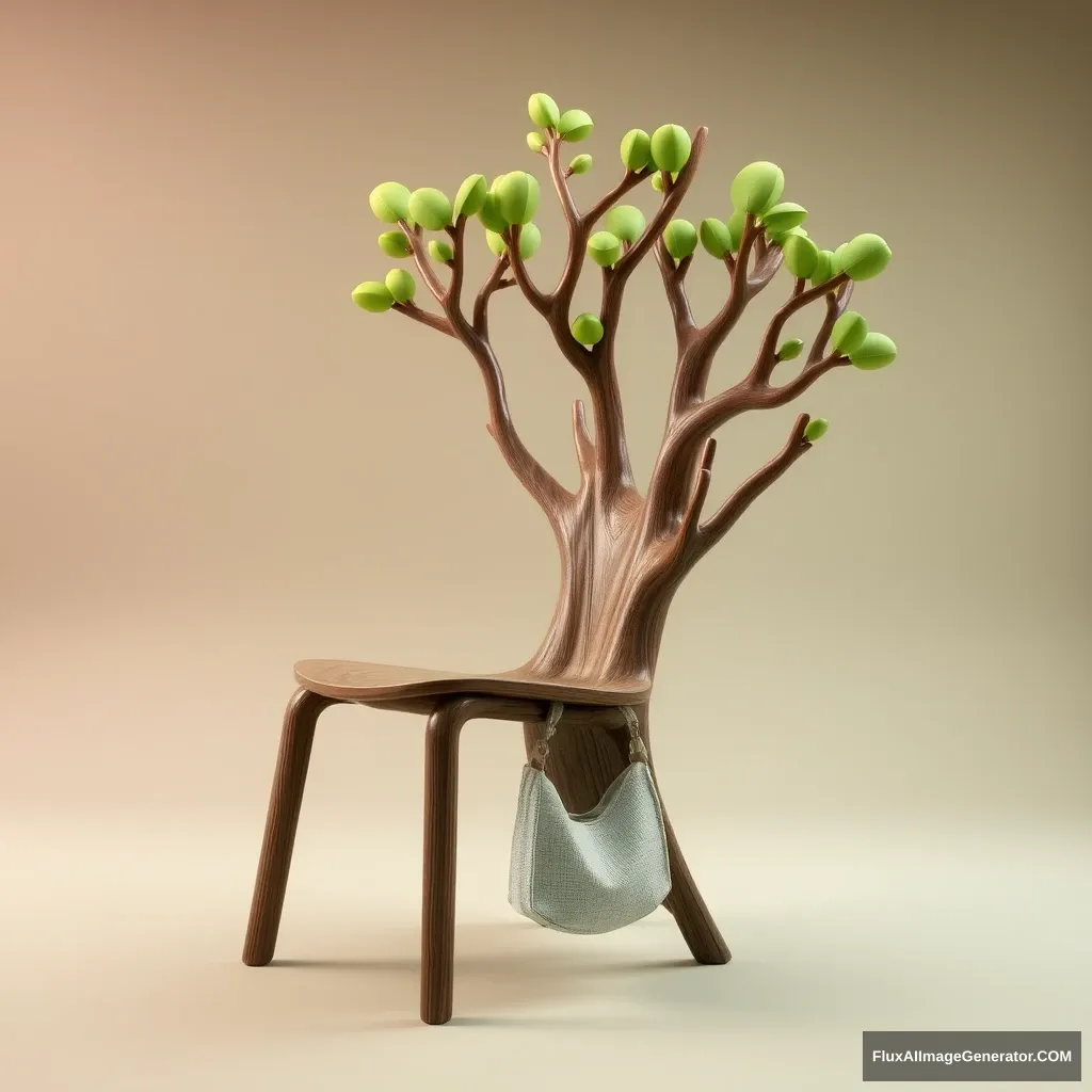 Product design for a chair like a tree and a bag. - Image