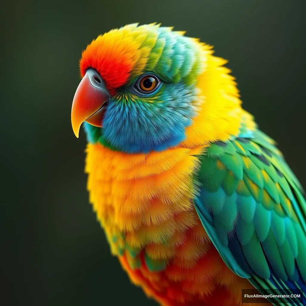 neon rainbow colored pacific parrotlet, hyper-realistic photo, 8K, unreal engine - Image