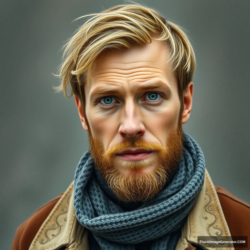 Pretty Scandinavian man, realistic, detailed, photograph. - Image