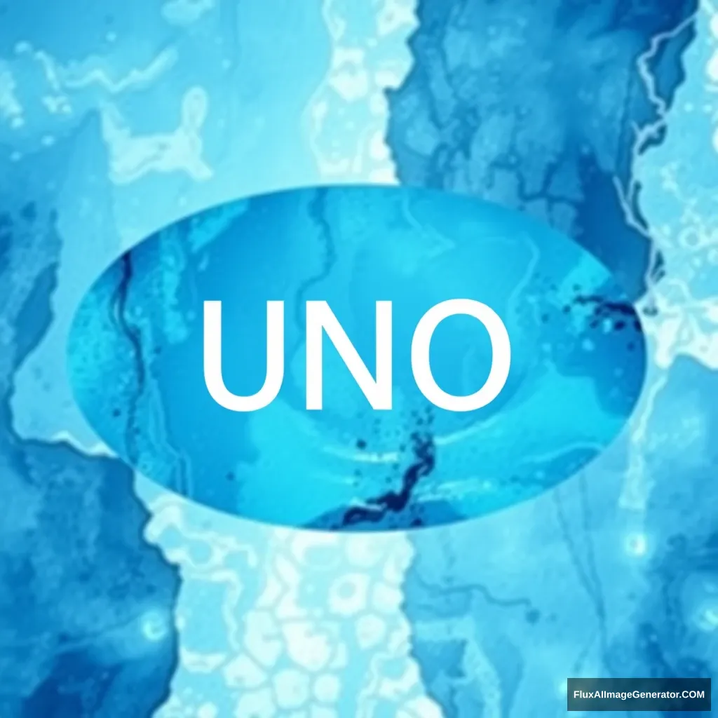 An oval shaped blue and cyan abstract, on top of it it's written "UNO" in bold. - Image