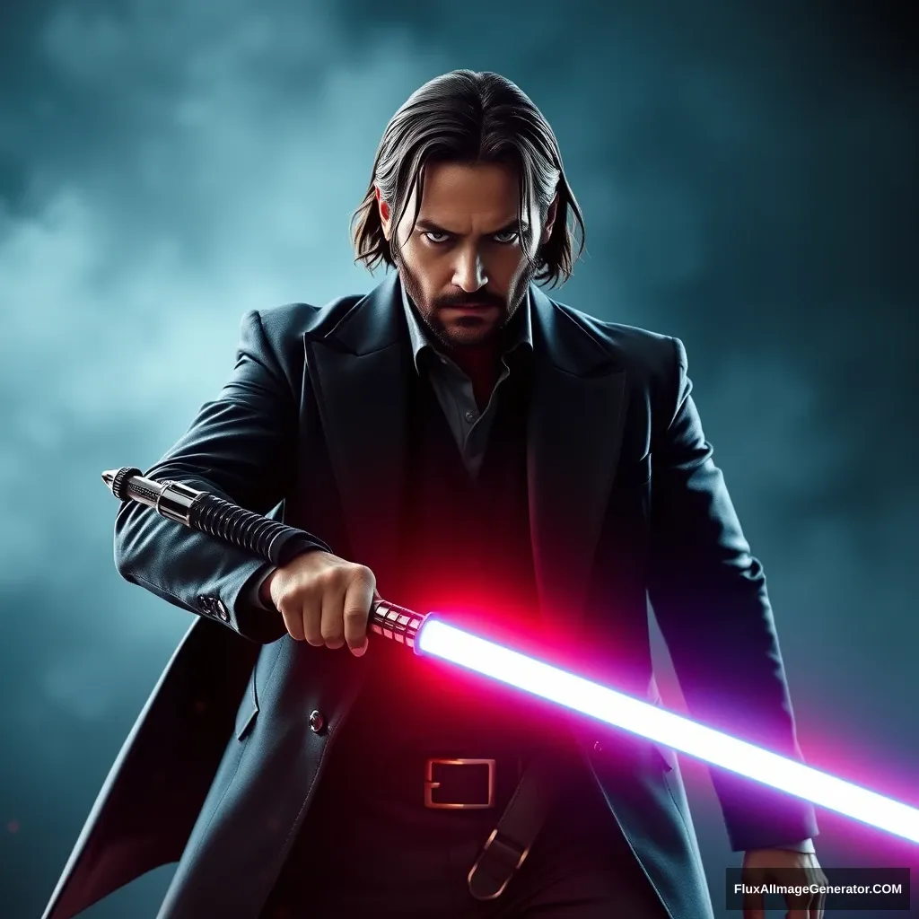 Imagine John Wick armed with a lightsaber.