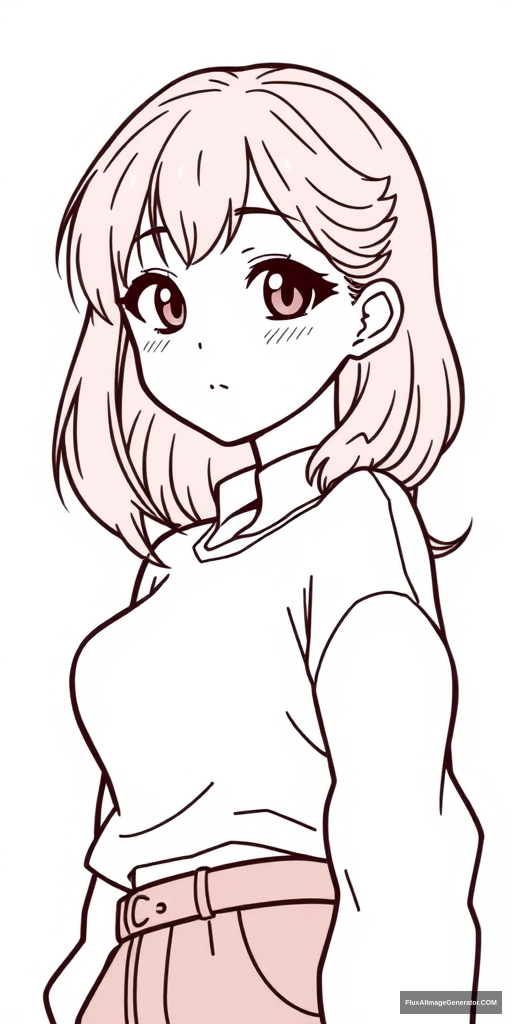 Anime girl line art simple. full. curvy. - Image