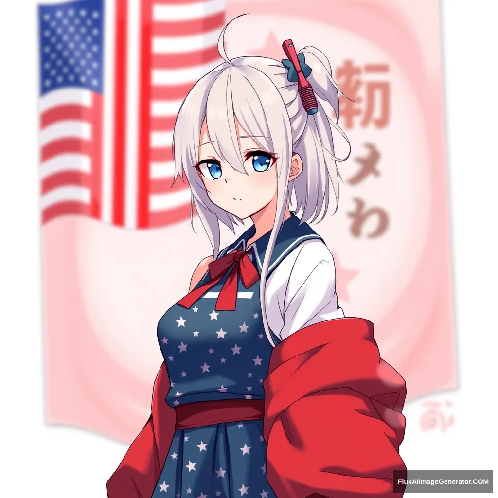 USA and Japan themed anime girl - Image