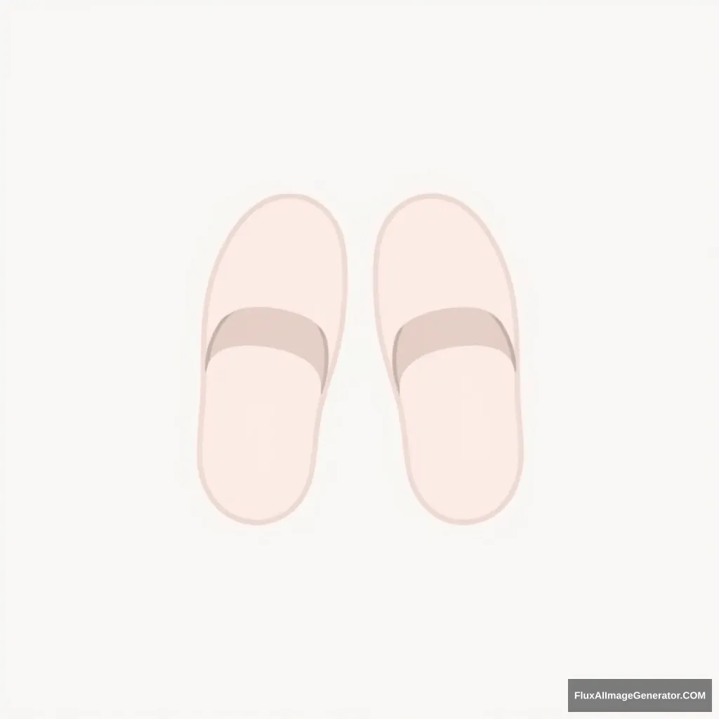 "Create a 255x255 pixel simple icon of a pair of slippers. The slippers should be light-colored and minimalistic in design. Ensure that the image remains clear and recognizable even when scaled down. The slippers should be depicted from a top-down view, with clean lines and a smooth, flat color palette." - Image