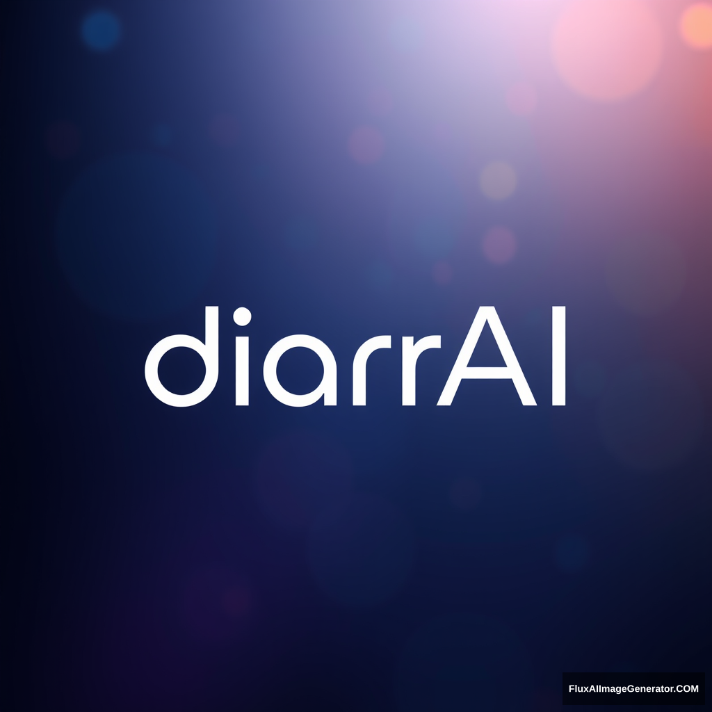 A logo for the text "diarrAI." The logo represents a high-tech company specializing in artificial intelligence solutions. It should be extremely advanced and futuristic yet not overly complex. The design needs to be minimalistic and linear, giving the impression that it comes from 3,000 years in the future. Add sleek, modern elements and a subtle, cutting-edge aesthetic to enhance the futuristic feel. Hyperrealistic, splash art, concept art, mid shot, intricately detailed, color depth, dramatic, 2/3 face angle, side light, colorful background Unreal Engine. - Image