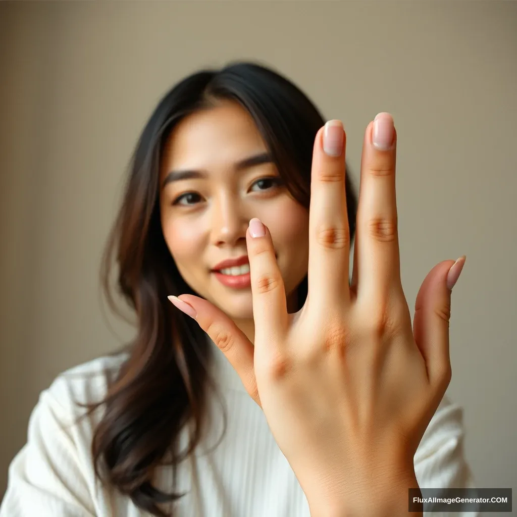 "Asian woman, hand."