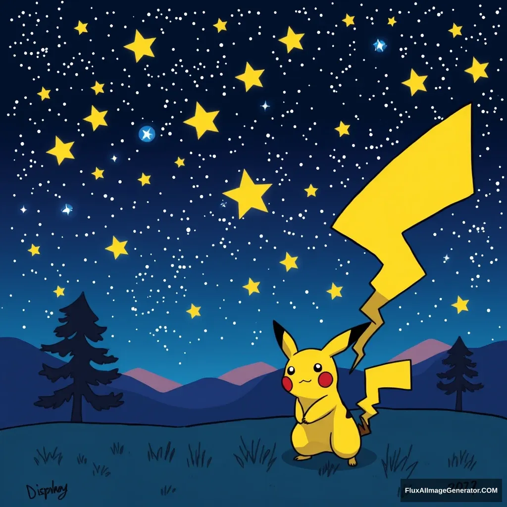 Pikachu Starry Sky Stars - Image