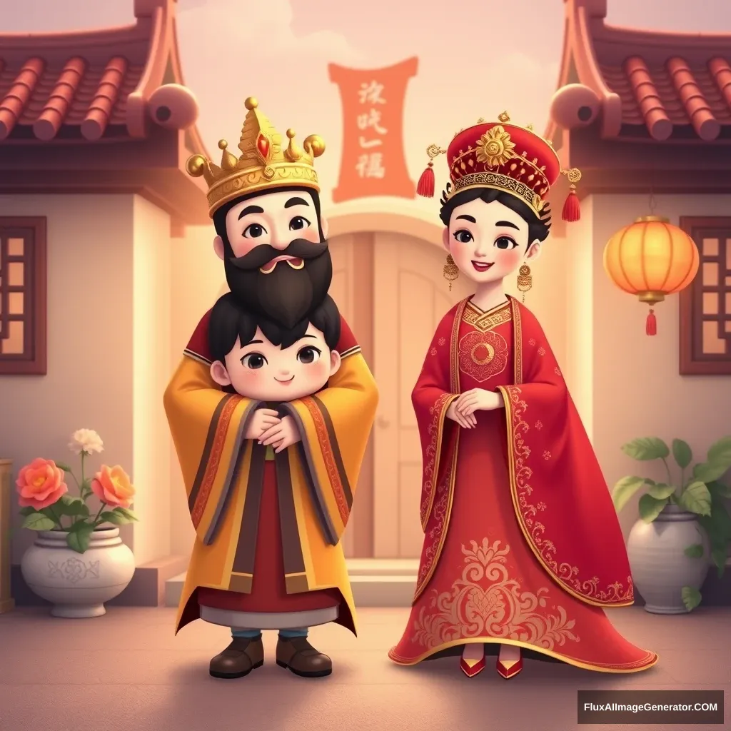 The Nine Ruy King and Queen return to their maiden home, in a cute Chinese version. - Image