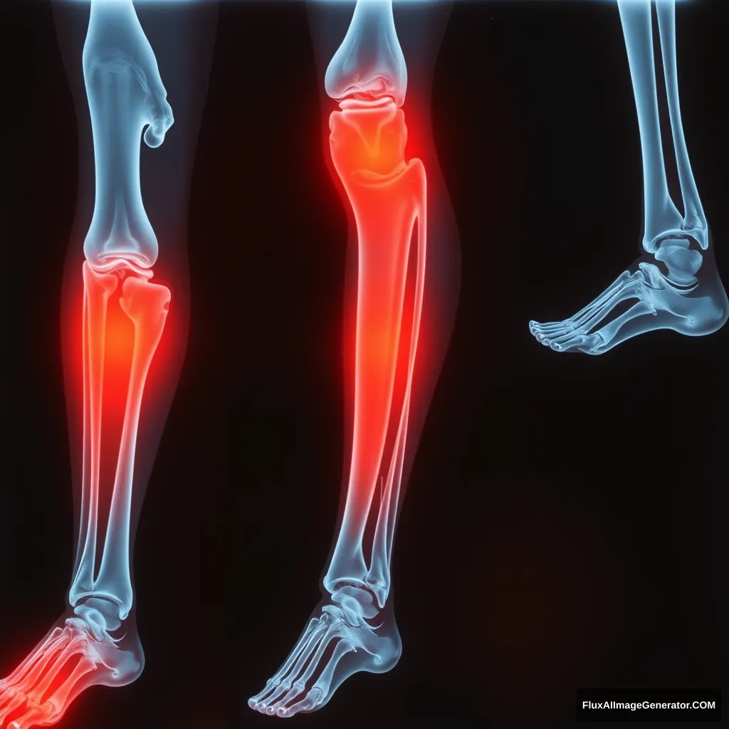 Tired human legs X-ray