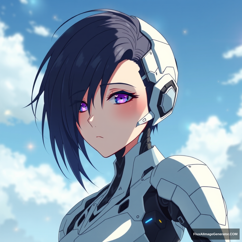 "Android anime, half human half cyborg 30 years and beautiful" - Image