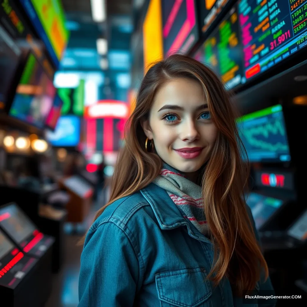 pretty girl with stocks - Image