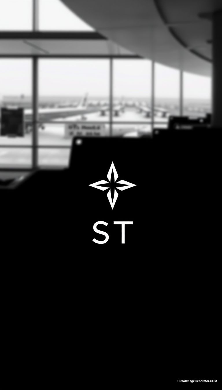 Design a minimalist logo for a premium airport lounge service, featuring the letter 'S' symbolizing 'Star' and subtly incorporating the shape of a six-pointed star. The design should be in black and white, focusing on elegance and simplicity.