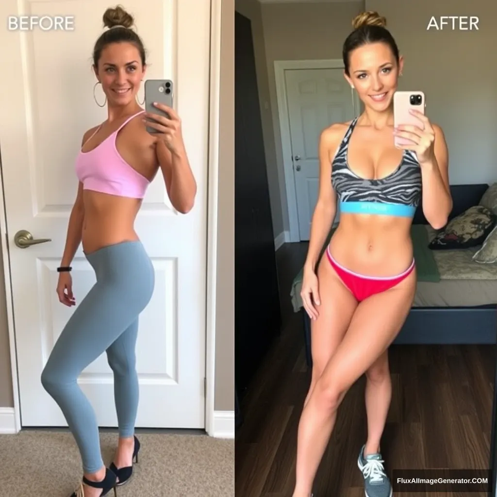 Fitness model influencer Emily's before-after photos