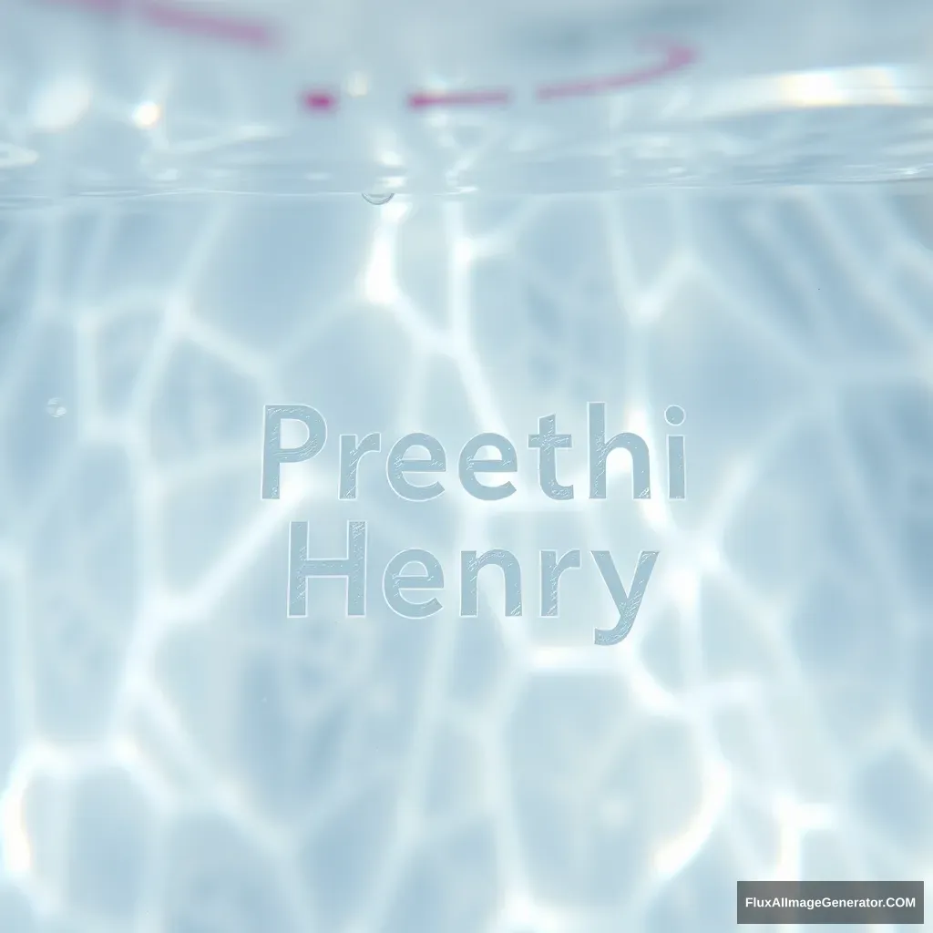 Crystal clear water splash engraved with the name Preethi Henry.