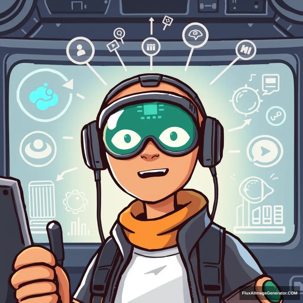 tech knowledge, detail, information, cartoon style